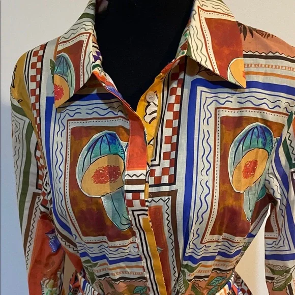 Zara Orange and Green Patterned Dress - Picture 4 of 4